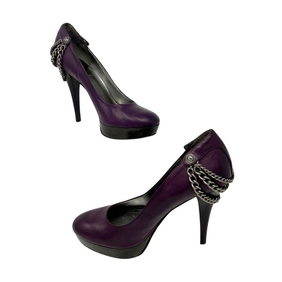 GUESS Women’s Seeri platform pumps women’s size 7 purple with silver chains. - Picture 16 of 16